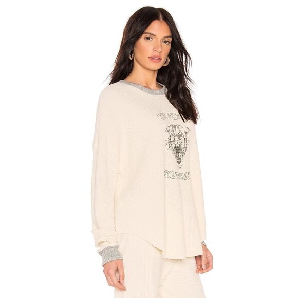 💕THE GREAT💕 The Great Circle Thermal Top ~ Washed White Wolverine Graphic 0 - Picture 8 of 15